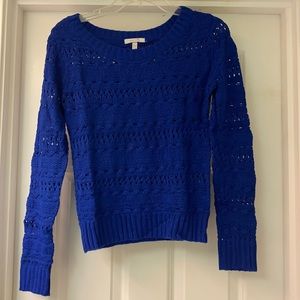 Delia’s blue open weave glitter sweater